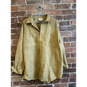 Knightsbridge Vintage tan faux suade button down